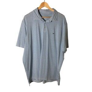 Vineyard Vines Top Men's Size XXL Blue White Stripes Performance Stretch